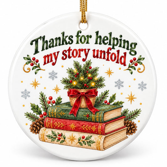 Storybook Seedling Teacher Tribute Christmas Ceramic Ornament