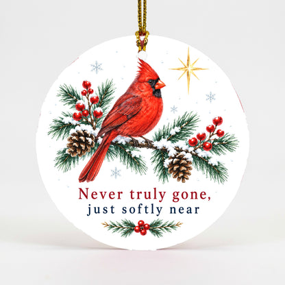 Softly Near Memorial Cardinal Ceramic Christmas Ornament