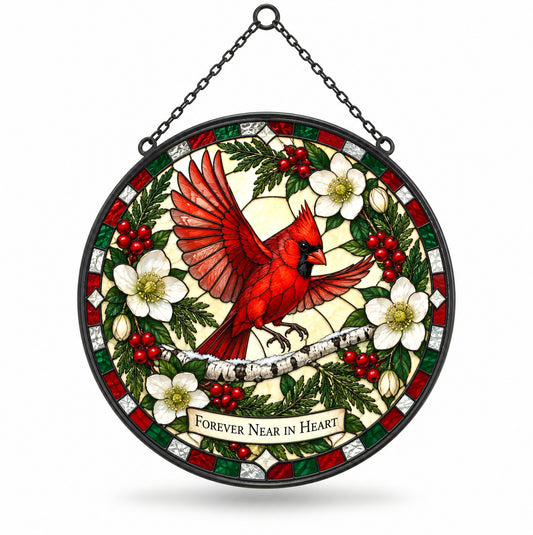 Winter Messenger of Hope Cardinal Suncatcher Memorial Window Ornament