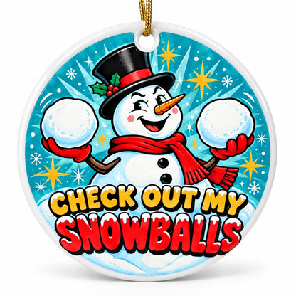 Cheeky Snowballs Ceramic Christmas Ornament, Funny Gag Gift