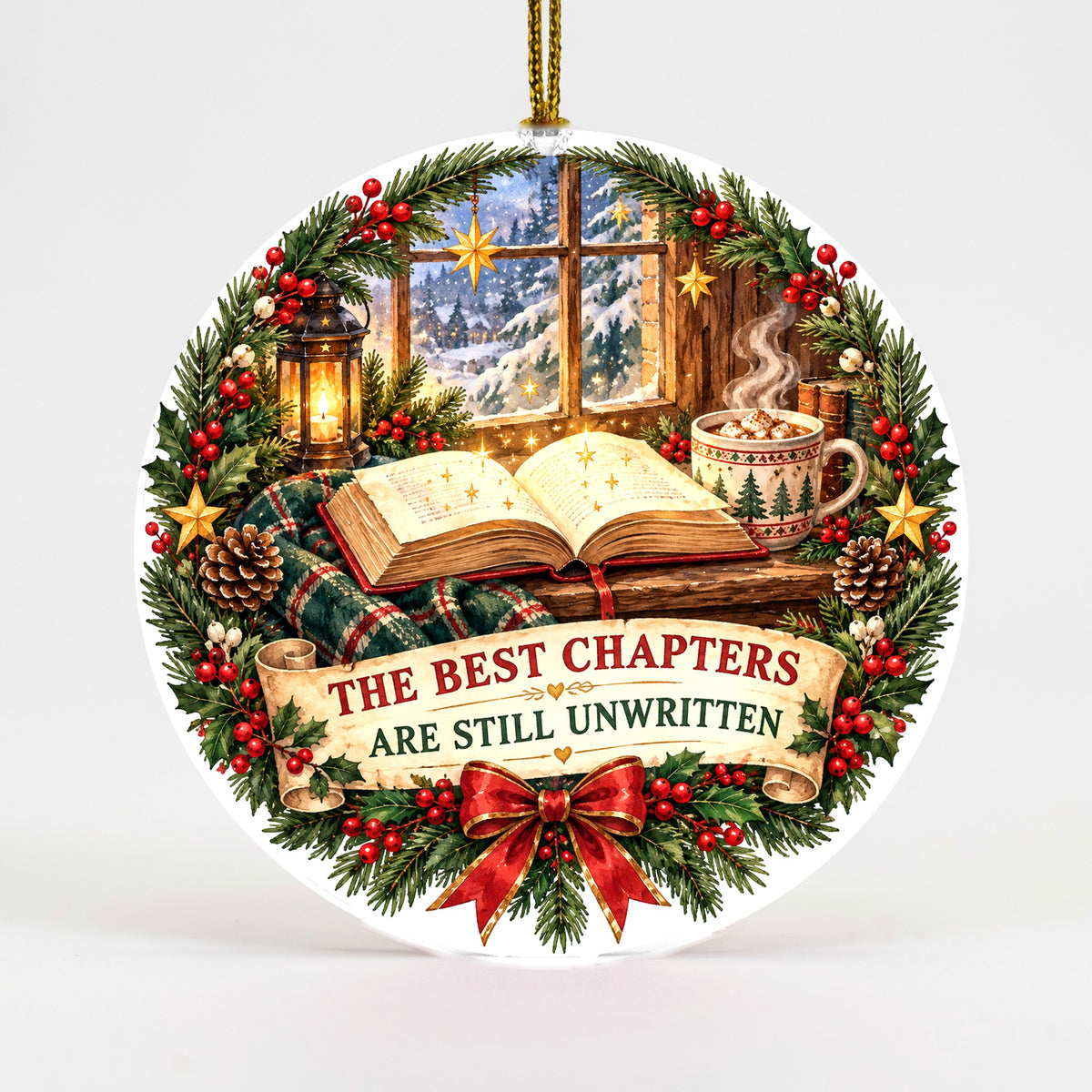Unwritten Chapters Ceramic Book Lovers Christmas Ornament