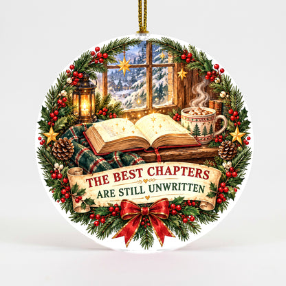 Unwritten Chapters Ceramic Book Lovers Christmas Ornament