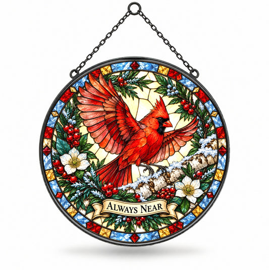 Winter Messenger Cardinal Suncatcher Window Hanging Memorial Ornament