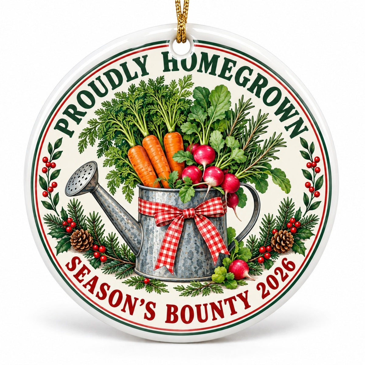 Proudly Homegrown Garden Harvest Ceramic Christmas Ornament