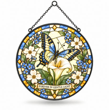 Whispers of Peace Butterfly Memorial Suncatcher Glass Window Ornament
