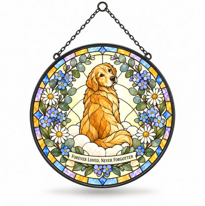 Peaceful Meadow Pet Memorial Suncatcher Dog Ornament Glass Window Hanging