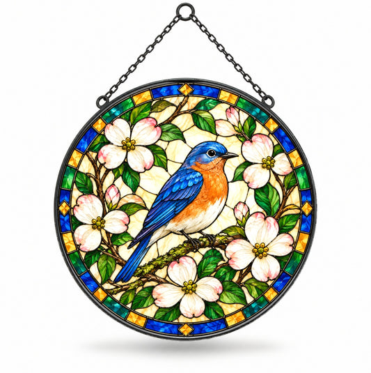 Garden Bluebird Haven Window Suncatcher, Hanging Glass Ornament
