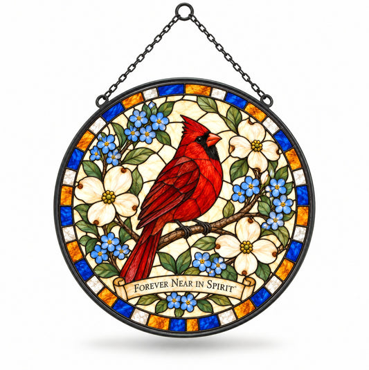 Cardinal of Peaceful Remembrance Suncatcher Memorial Ornament