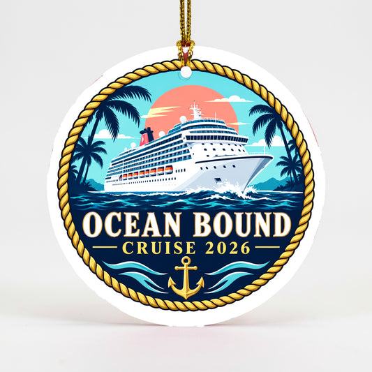 Ocean Bound Nautical Cruise 2026 Ceramic Christmas Ornament