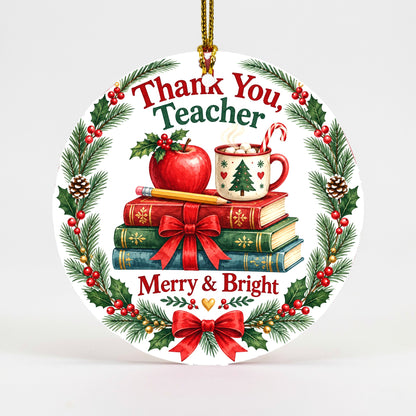 Teacher Cozy Holiday Desk Stack Ceramic Christmas Ornament