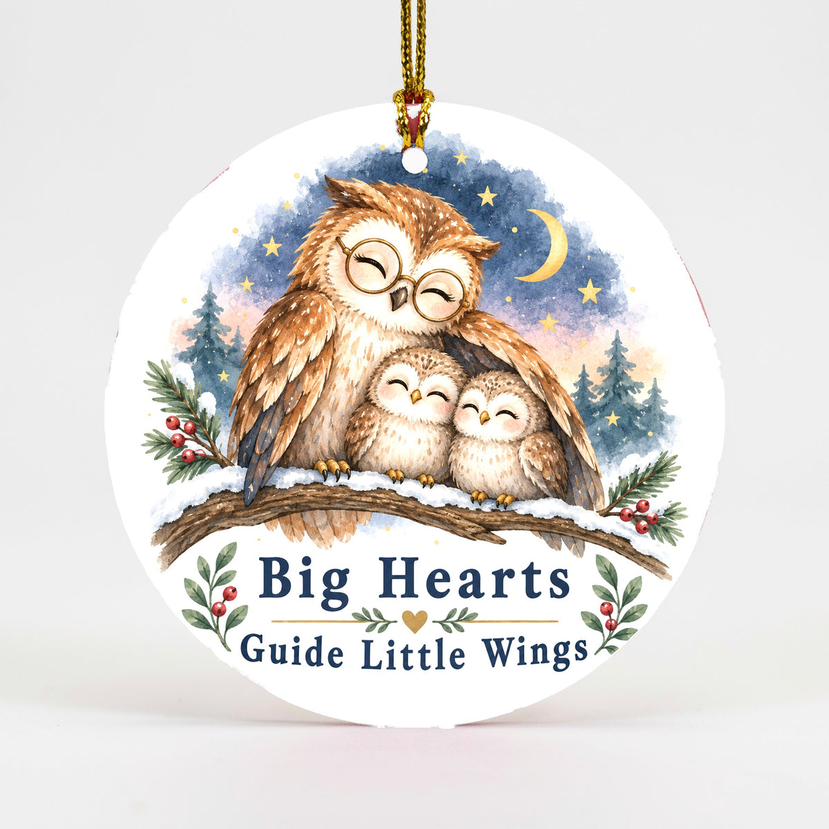 Little Wings Storybook Owl Ceramic Christmas Ornament, Teacher Gift