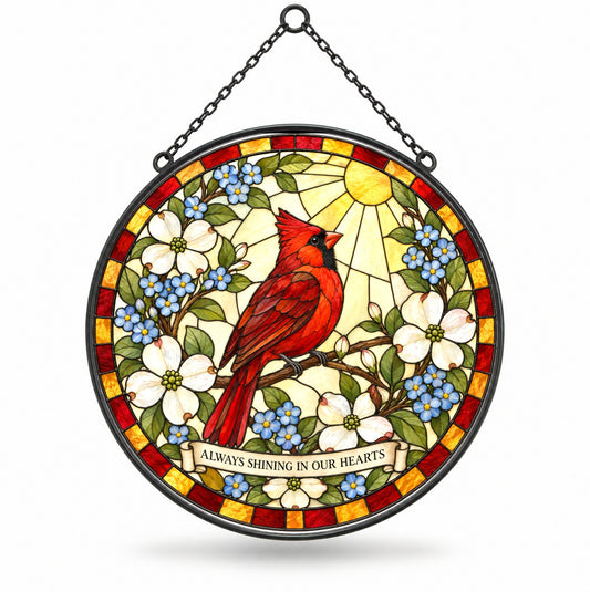 Cardinal of Eternal Light Suncatcher, Memorial Glass Ornament