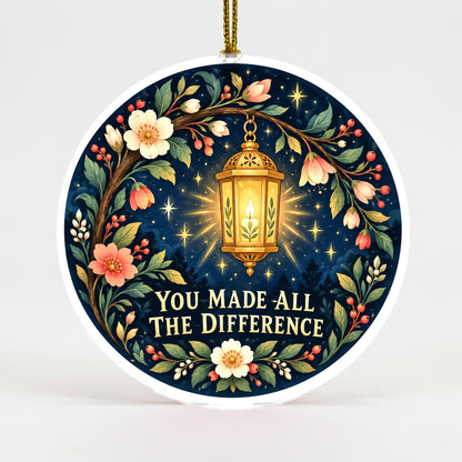 Folk Art Guiding Lantern Ceramic Christmas Ornament for Appreciation