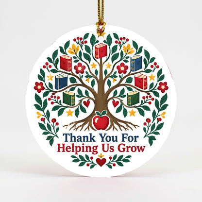 Folk Art Educator Tree Ceramic Christmas Ornament for Teachers