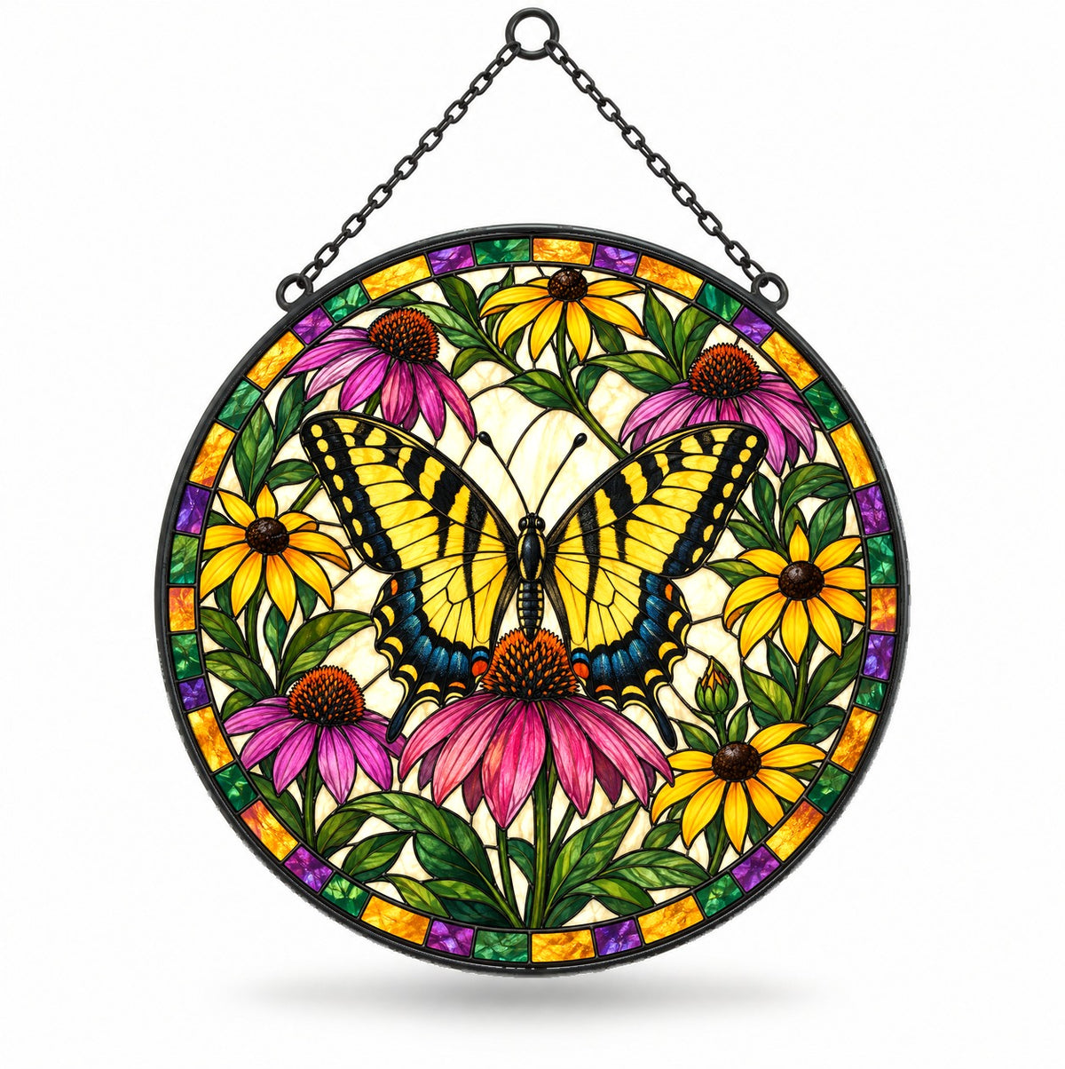 Sunlit Swallowtail Garden Suncatcher Glass Window Hanging Ornament