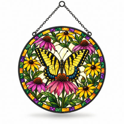 Sunlit Swallowtail Garden Suncatcher Glass Window Hanging Ornament
