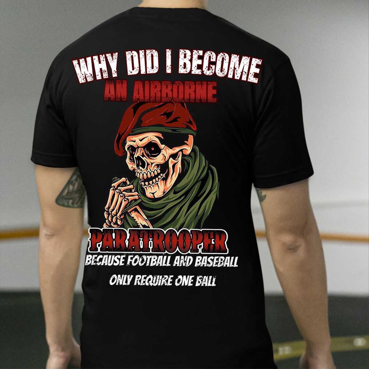 Paratrooper Skull T-Shirt – Funny Airborne Military Tee for Veterans