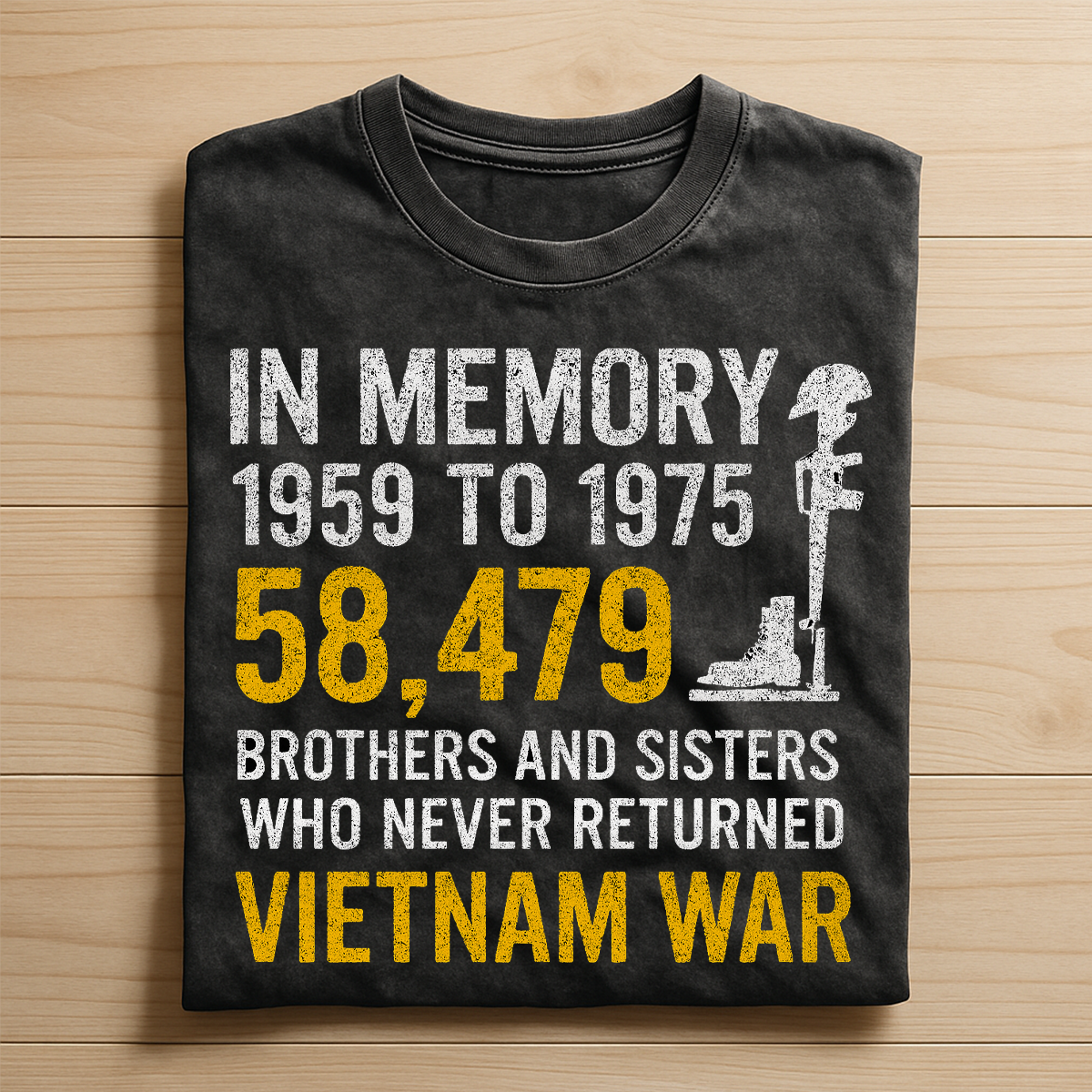 Vietnam War Memorial T-Shirt - In Memory 58,479 Brothers and Sisters Who Never Returned