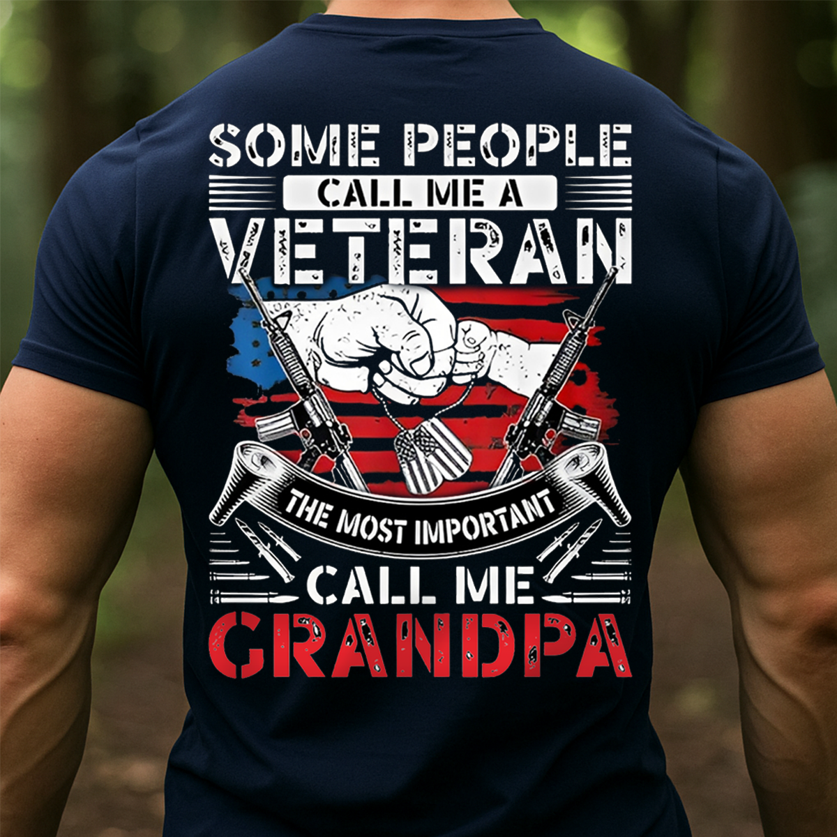 People Call Me Veteran The Most Important Call Me Grandpa T-Shirt – Military Veteran Grandpa Gift Tee