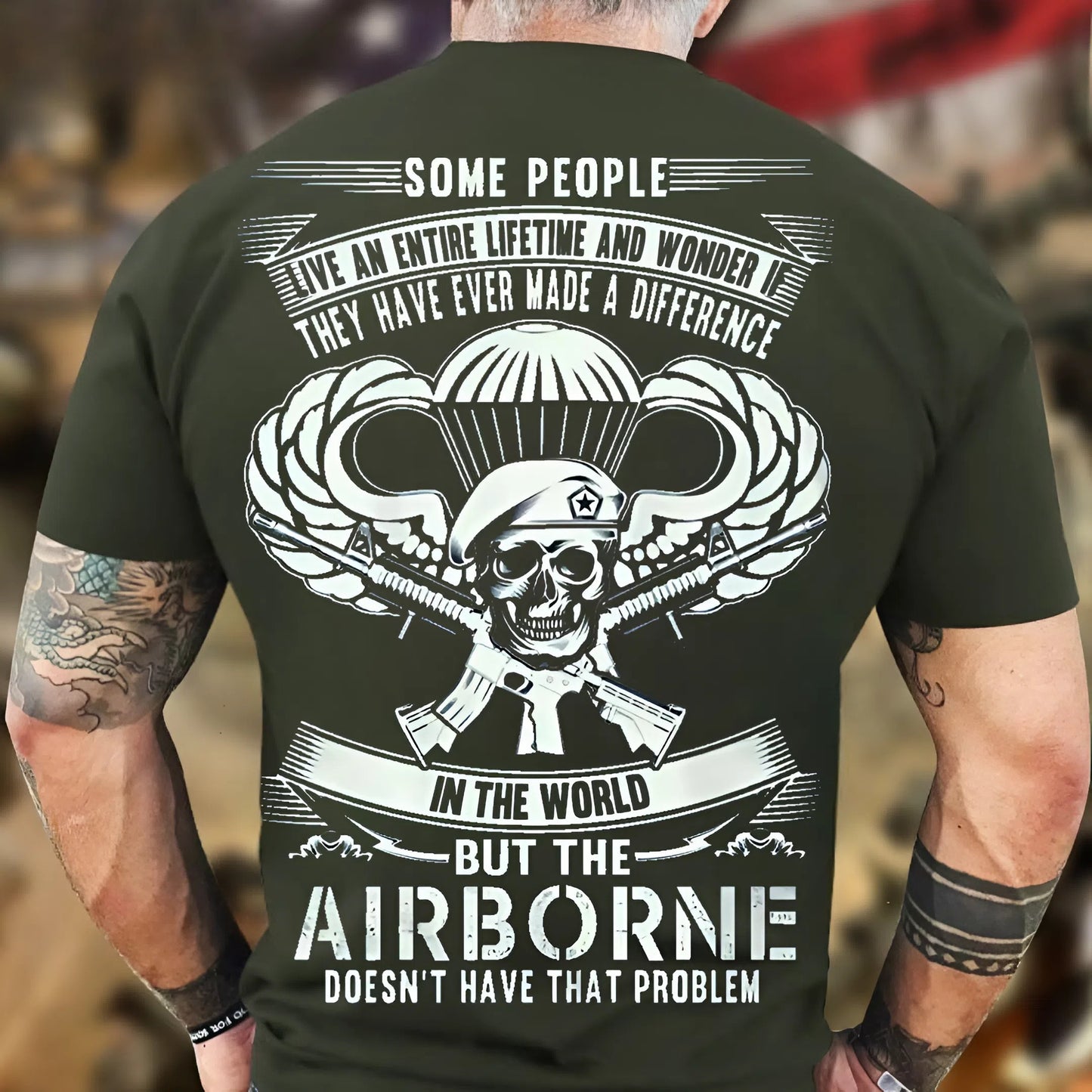 U.S Veteran Shirt - Airborne Doesn't Have That Problem - Airborne Skull Design