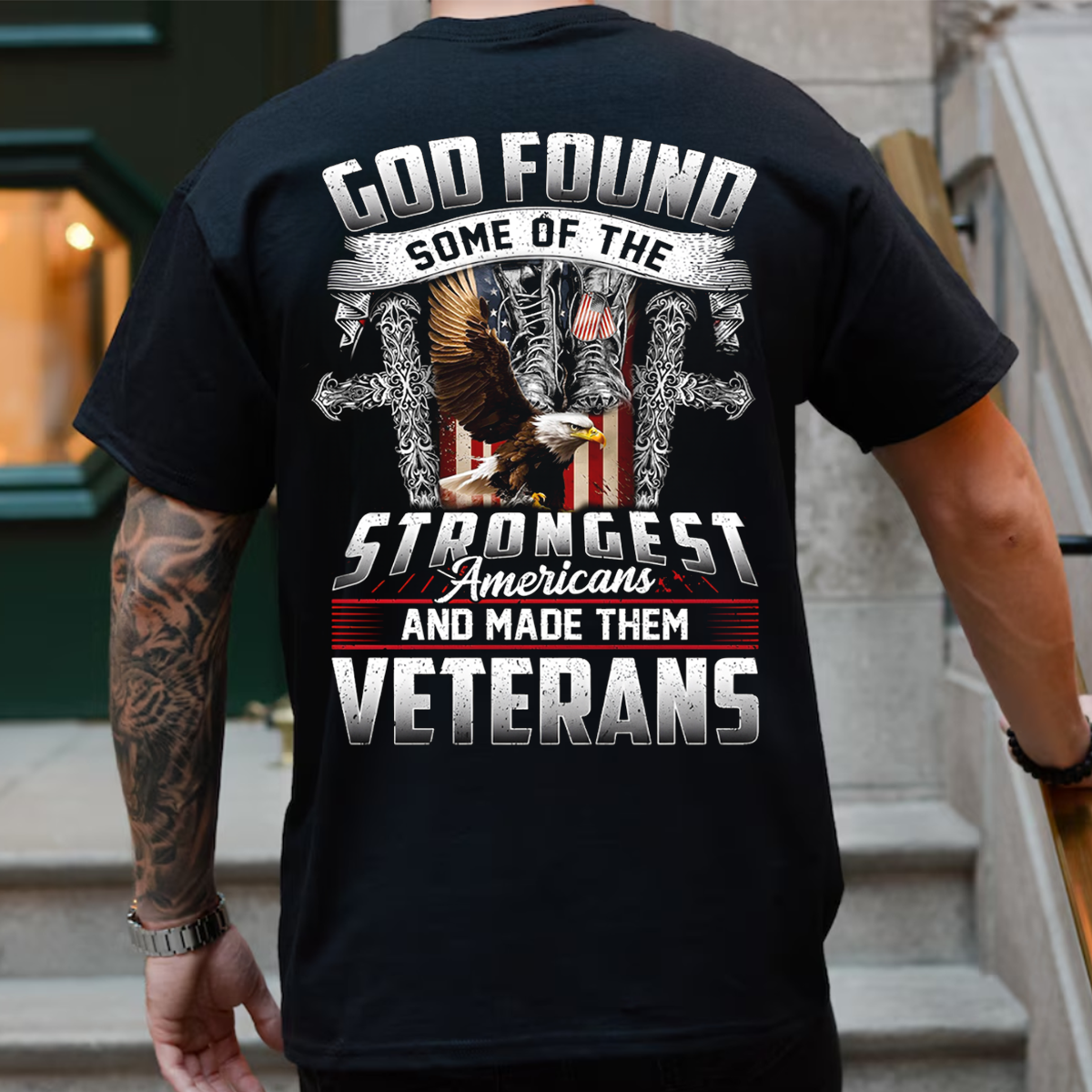 God Made the Strongest Americans Veterans Unisex Tee, Patriotic Gift Idea