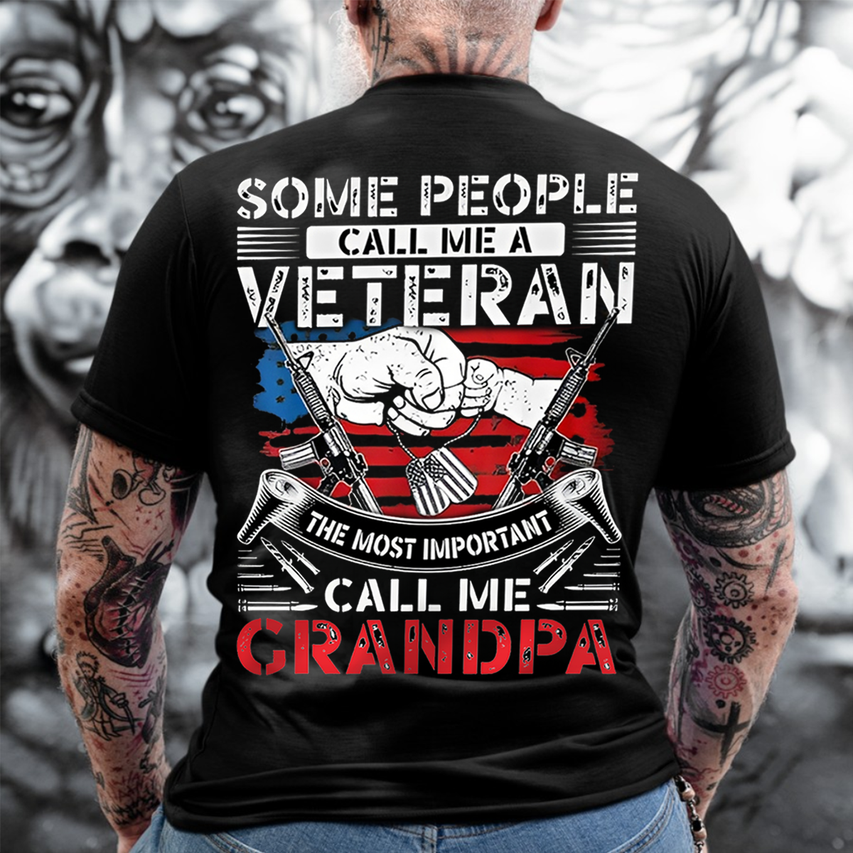 People Call Me Veteran The Most Important Call Me Grandpa T-Shirt – Military Veteran Grandpa Gift Tee