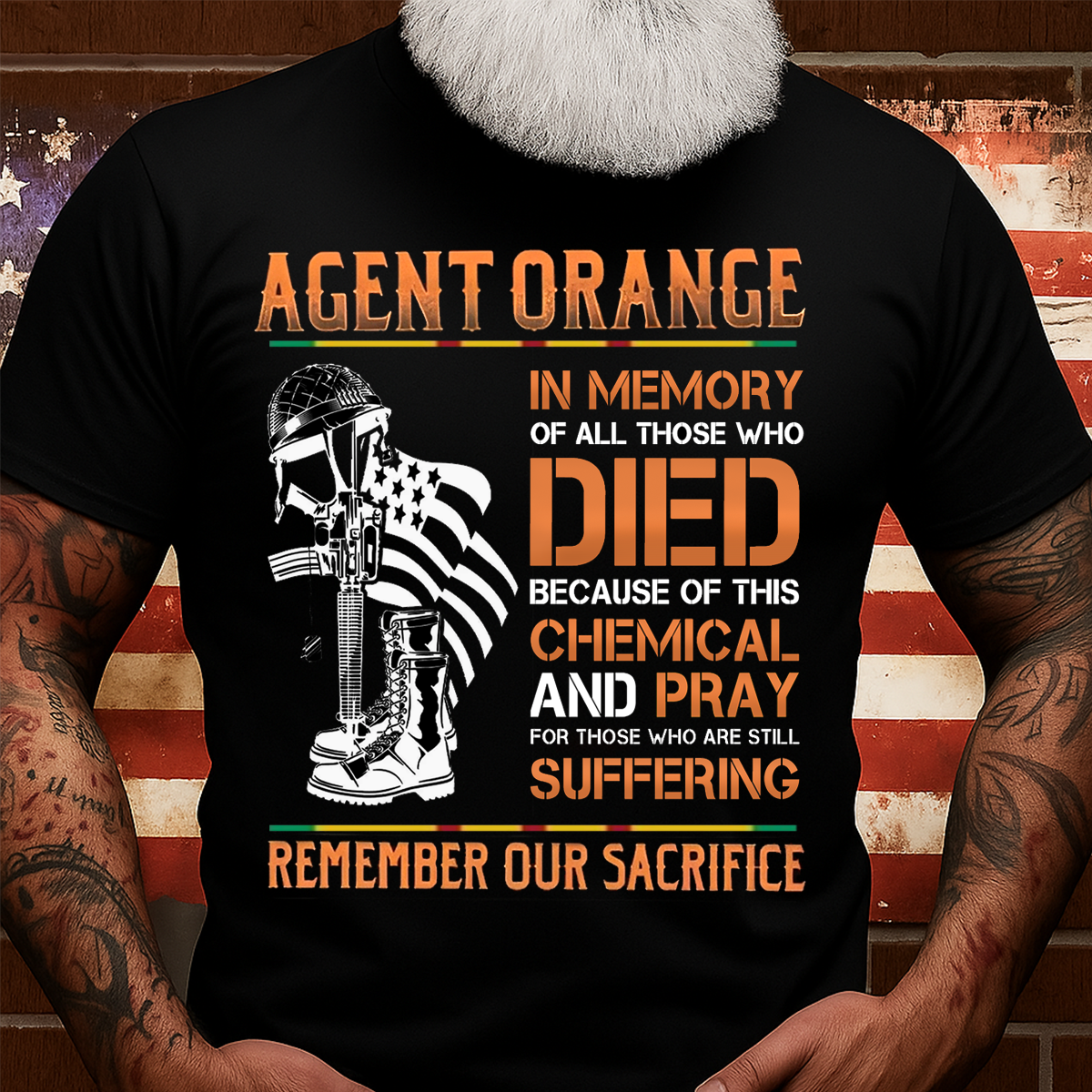 Agent Orange Vietnam War T-Shirt – In Memory of Those Who Died and Still Suffering, Vietnam Veteran Tribute Tee