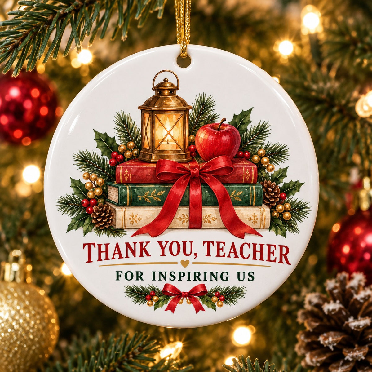 Guiding Light Teacher Keepsake Ceramic Christmas Ornament