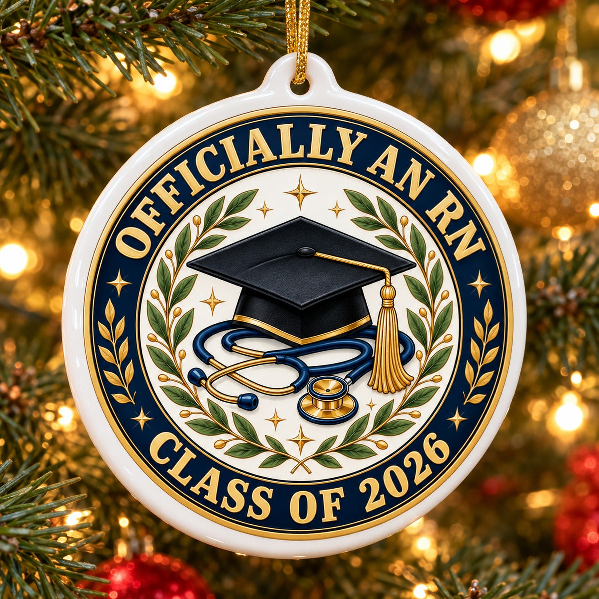 Nurse Graduation Class of 2026 Ceramic Christmas Ornament