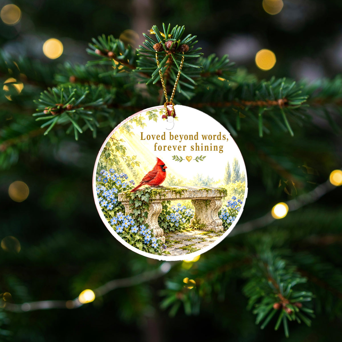 Morning Sunbeam Memorial Cardinal Ornament, Sympathy Bereavement Keepsake