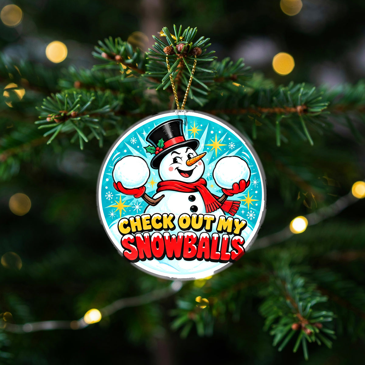 Cheeky Snowballs Ceramic Christmas Ornament, Funny Gag Gift