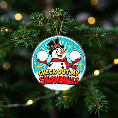 Cheeky Snowballs Ceramic Christmas Ornament, Funny Gag Gift