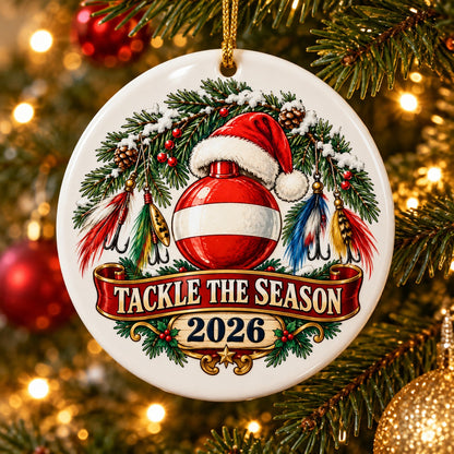 Tackle The Season Fishing Ceramic Christmas Tree Ornament