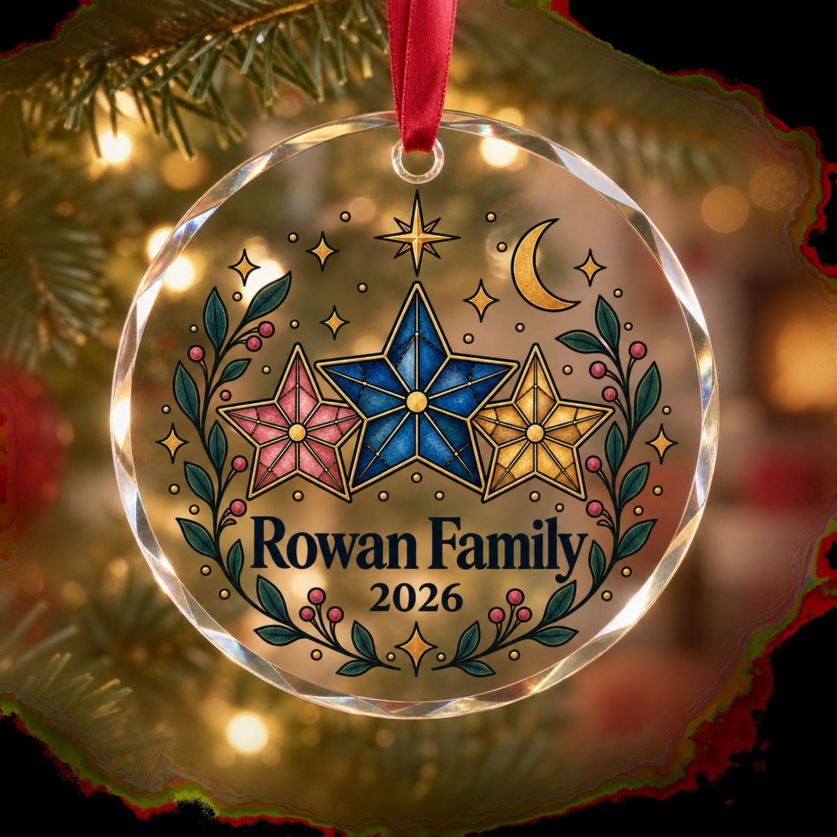 Growing Family Celestial Keepsake Glass Ornament