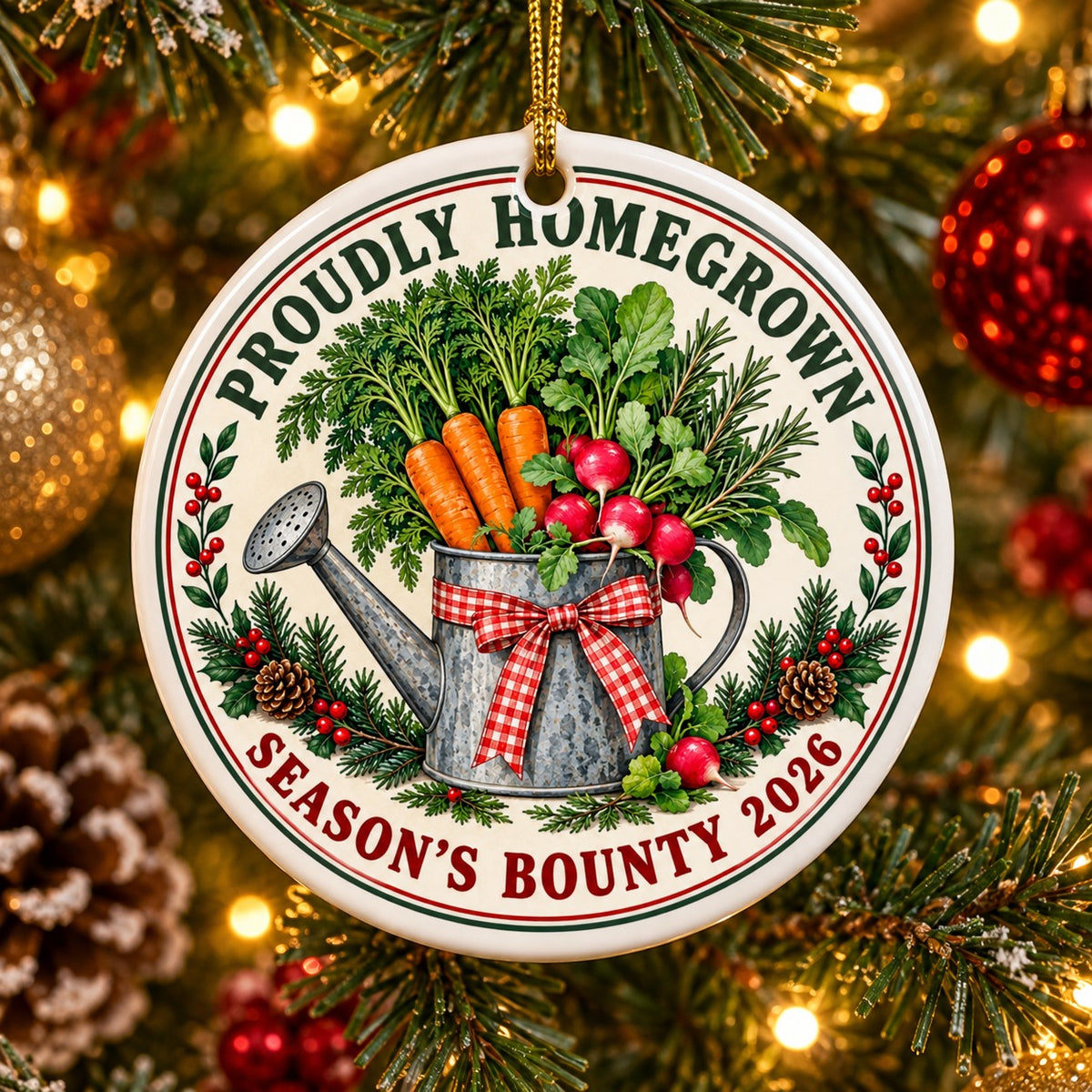 Proudly Homegrown Garden Harvest Ceramic Christmas Ornament
