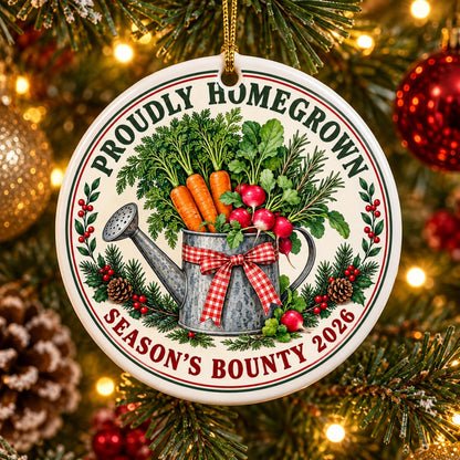 Proudly Homegrown Garden Harvest Ceramic Christmas Ornament