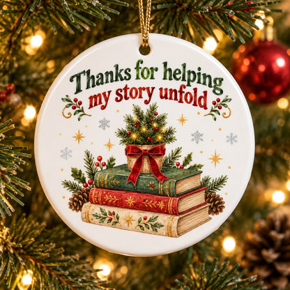 Storybook Seedling Teacher Tribute Christmas Ceramic Ornament