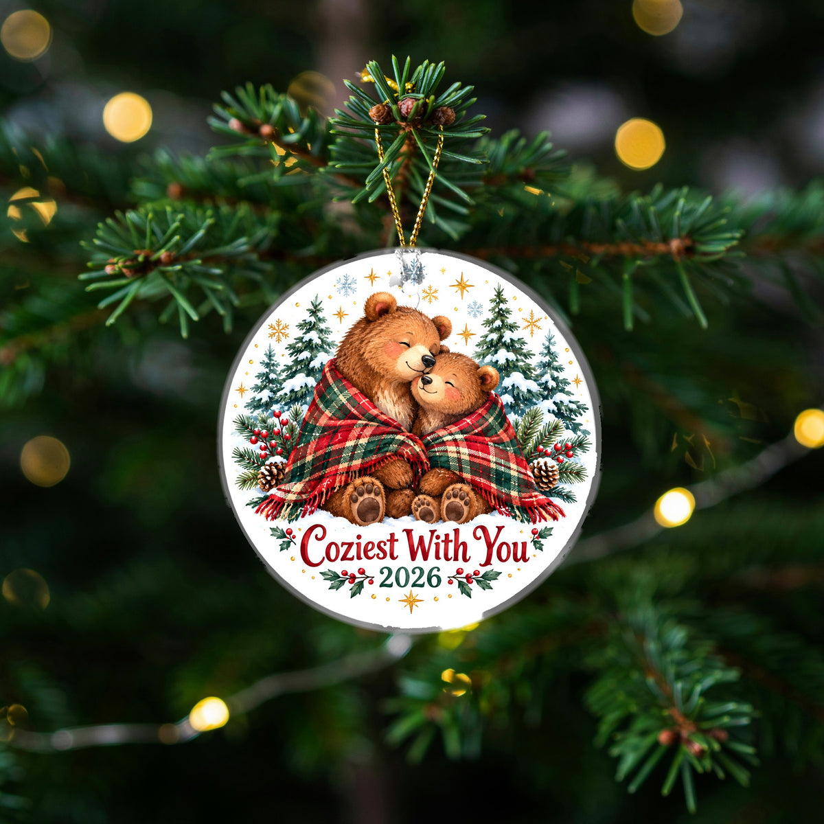 Cozy Winter Bears Christmas Ornament, Couples Holiday Keepsake