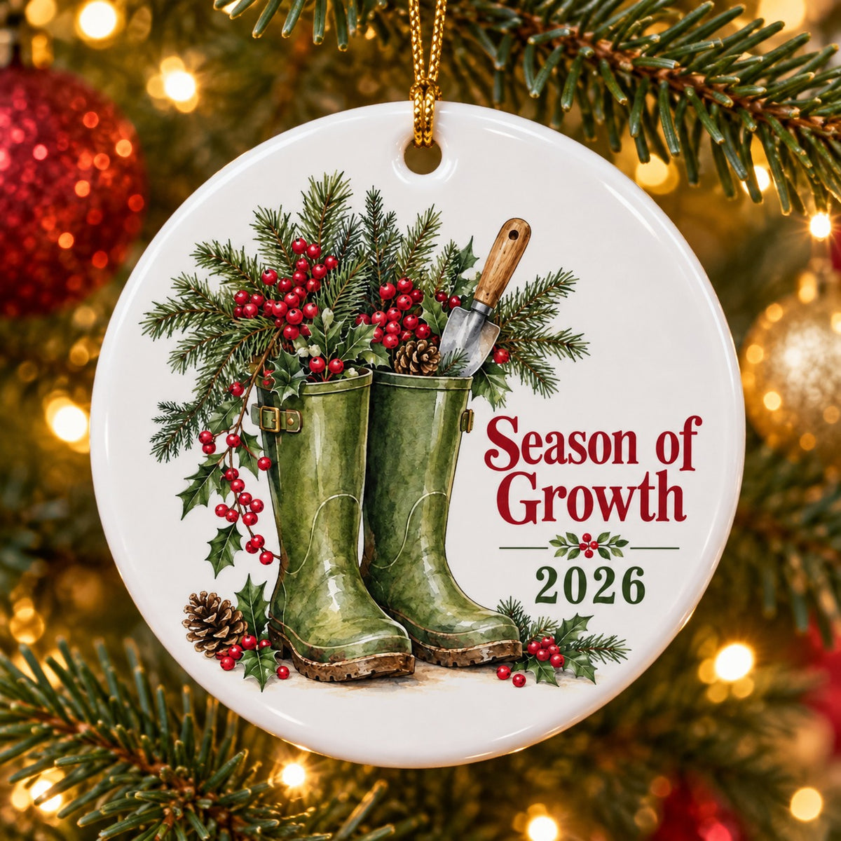 Botanical Garden Boots Christmas Ornament for Plant Lovers