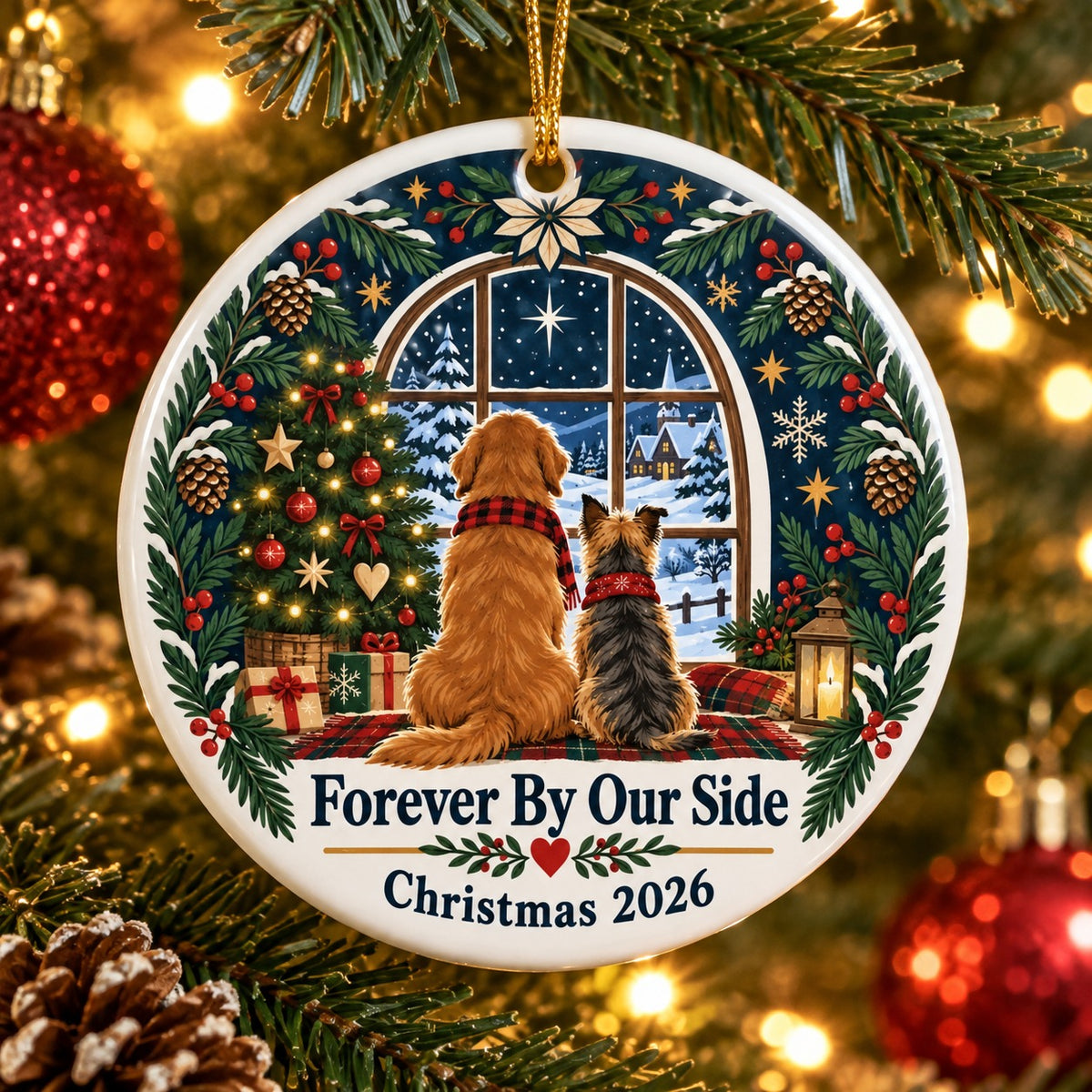 Forever by Our Side Dog Keepsake Ceramic Christmas Ornament