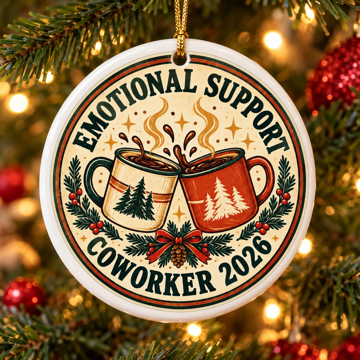 Emotional Support Coworker Christmas Ornament, Holiday Colleague Gift