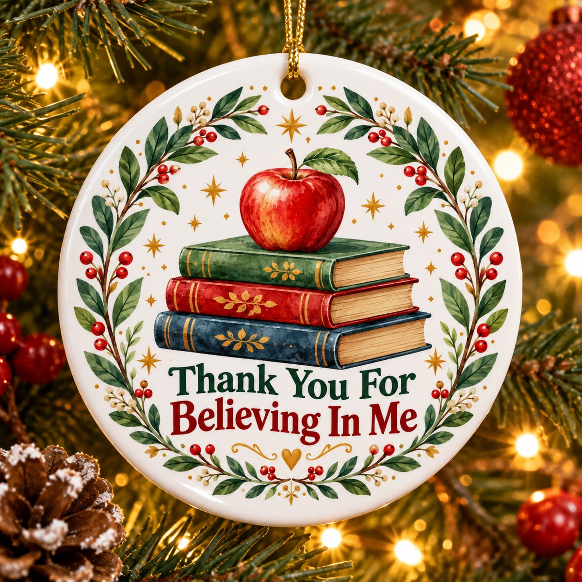 Storybook Blooms Teacher Keepsake Ceramic Christmas Ornament