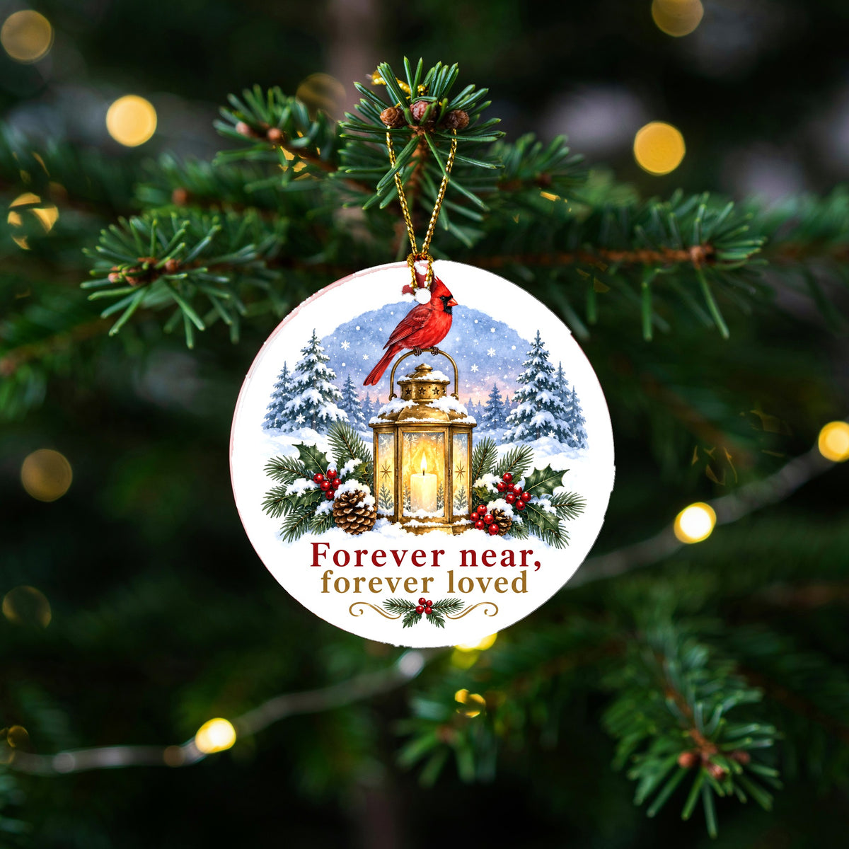 Lantern of Remembrance Memorial Christmas Ornament with Cardinal