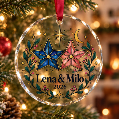 Newlywed Couple Celestial Keepsake Glass Ornament