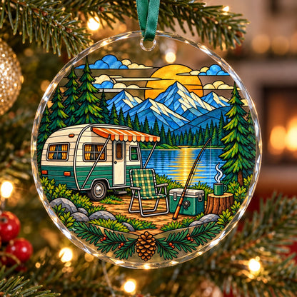 Every Day Is Saturday Camp Badge Glass Christmas Ornament