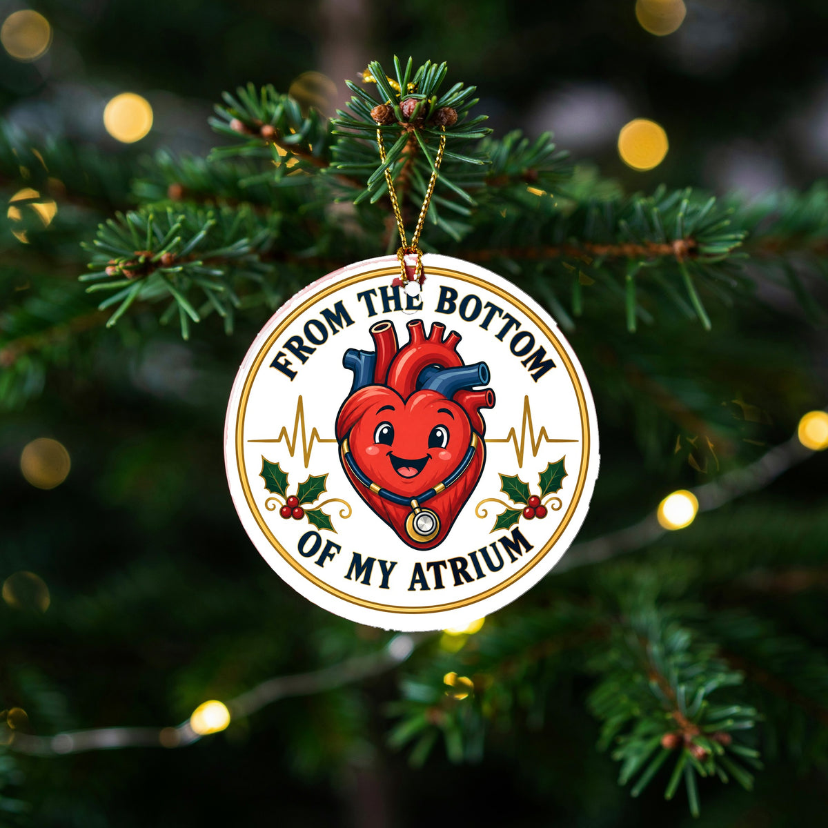 Bottom of My Atrium Badge Ceramic Holiday Ornament, Medical Gift