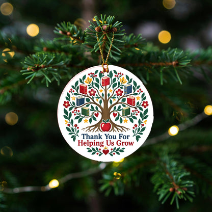 Folk Art Educator Tree Ceramic Christmas Ornament for Teachers