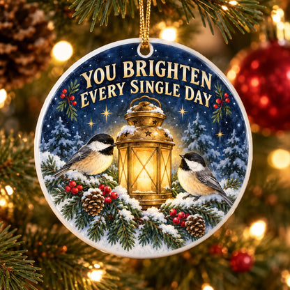 Warm Lantern Winter Gratitude Ceramic Christmas Ornament