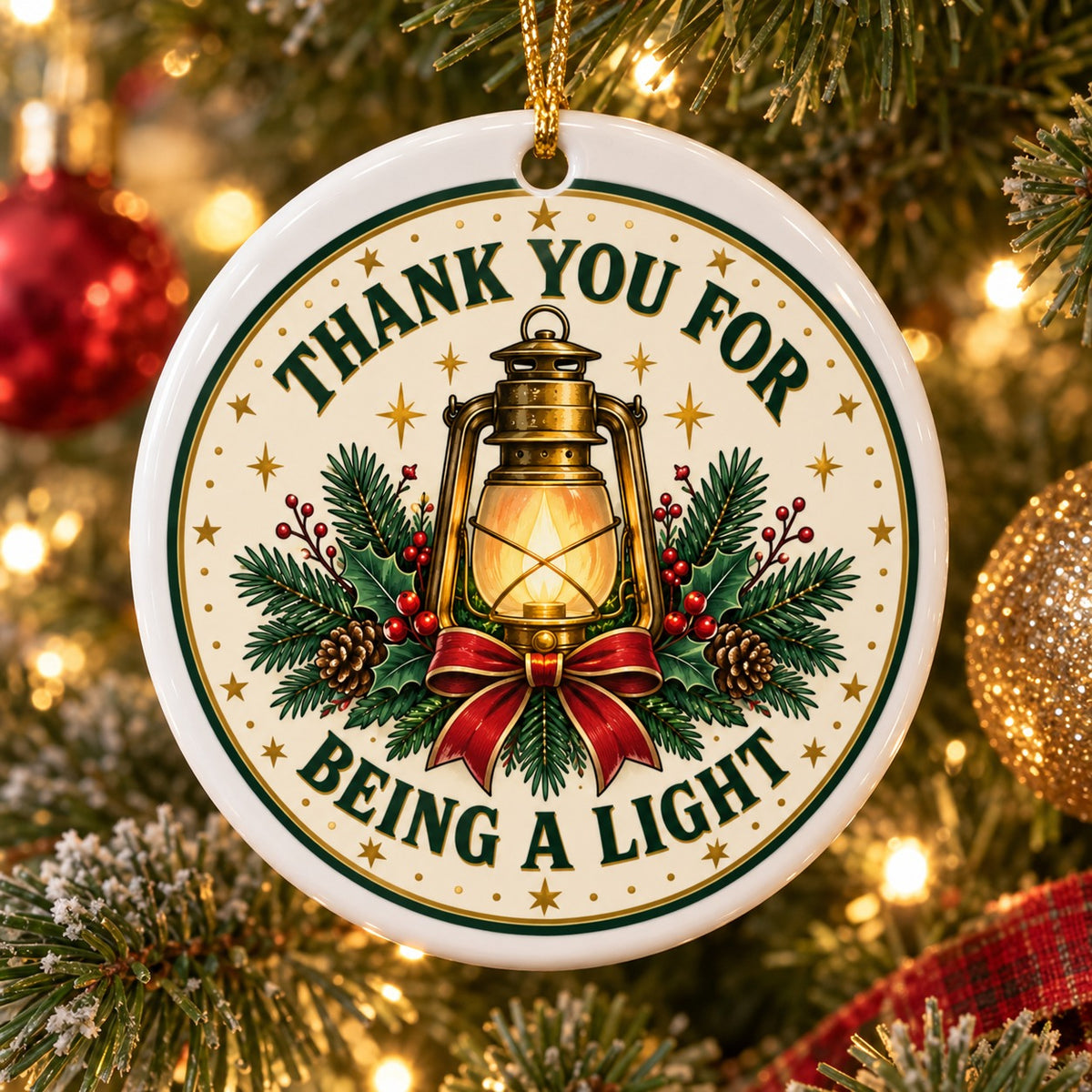 Beacon of Light Thank You Ceramic Christmas Tree Ornament