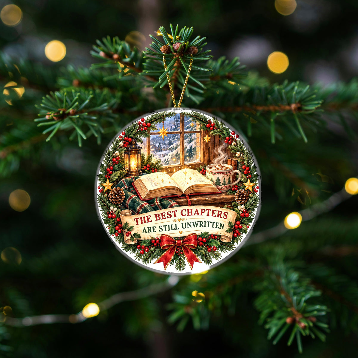Unwritten Chapters Ceramic Book Lovers Christmas Ornament
